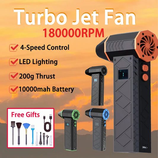 180000RPM Mini Turbo Jet Fan Electric Air Duster Adjustable Wind Speed Turbo Violent Blower Rechargeable with Light Car Cleaning