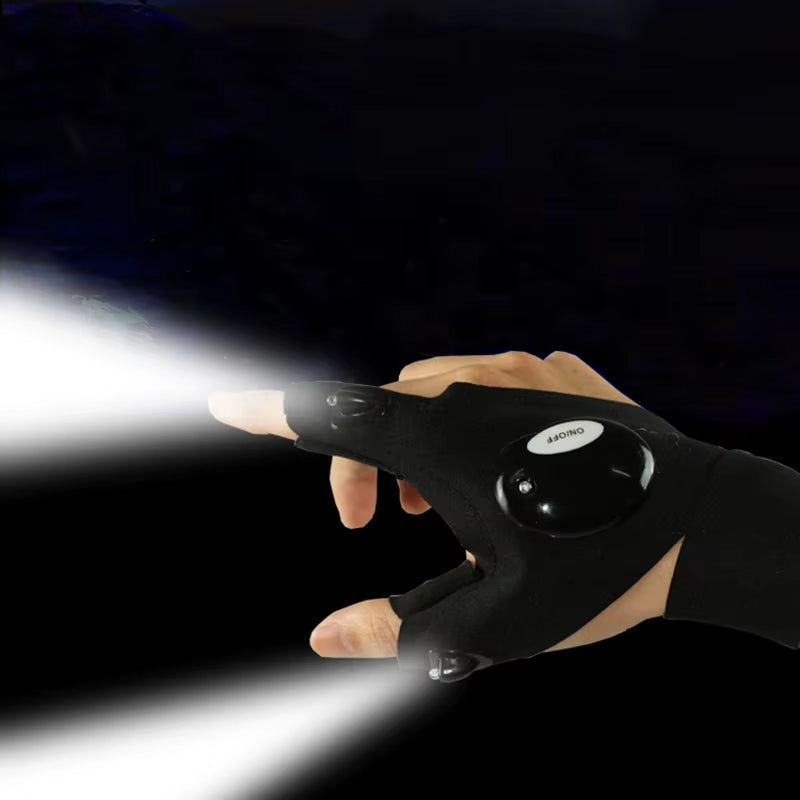 Half-Finger Fishing Gloves Led Flashlight Waterproof Flashlight Outdoor Hiking Camping Fishing Rescue Survival Lighting Tool