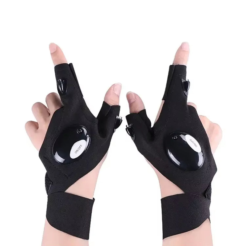 Half-Finger Fishing Gloves Led Flashlight Waterproof Flashlight Outdoor Hiking Camping Fishing Rescue Survival Lighting Tool
