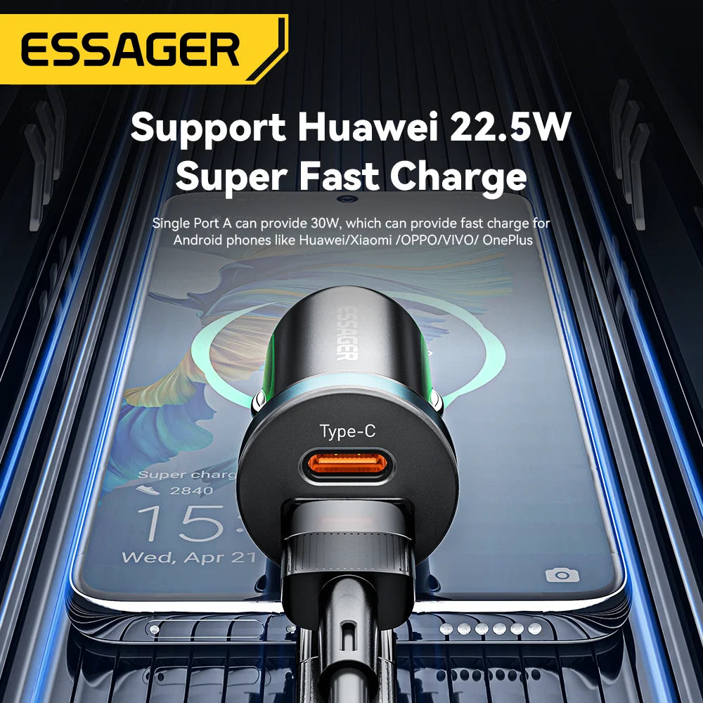 30W USB Type C Bil Laddare