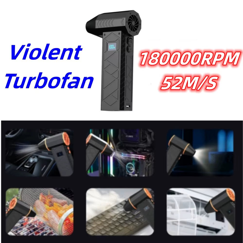 180000RPM Mini Turbo Jet Fan Electric Air Duster Adjustable Wind Speed Turbo Violent Blower Rechargeable with Light Car Cleaning