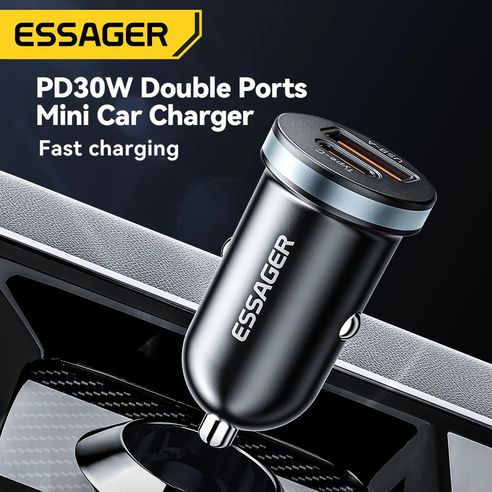 30W USB Type C Bil Laddare