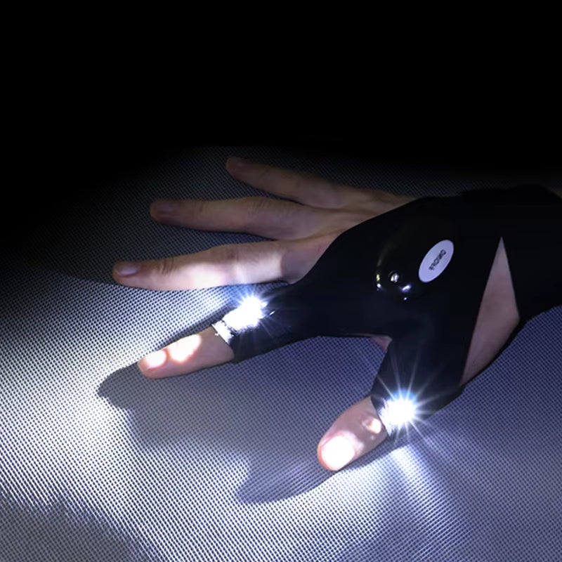 Half-Finger Fishing Gloves Led Flashlight Waterproof Flashlight Outdoor Hiking Camping Fishing Rescue Survival Lighting Tool