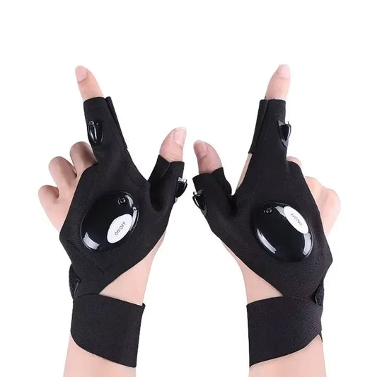 Half-Finger Fishing Gloves Led Flashlight Waterproof Flashlight Outdoor Hiking Camping Fishing Rescue Survival Lighting Tool