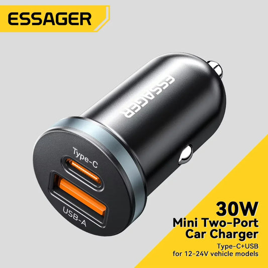 30W USB Type C Bil Laddare 
