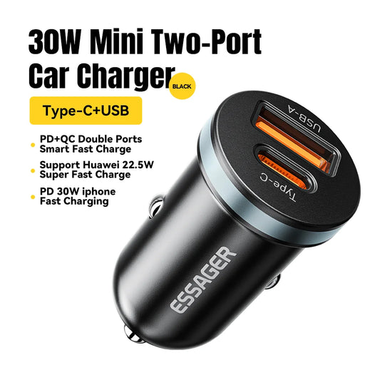 30W USB Type C Bil Laddare 